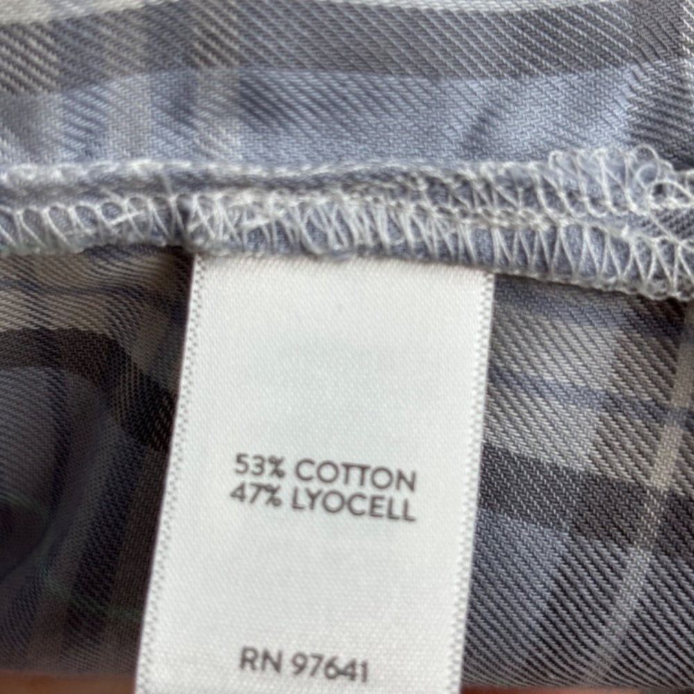 J Jill Plaid Top 2X Purple Button Up Roll Tab Minimalist Preppy Neutral Spring - Picture 6 of 10